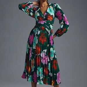 “By Anthropologie” Pleated V-Neck Dress